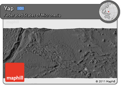 Satellite 3D Map of Yap, darken, desaturated