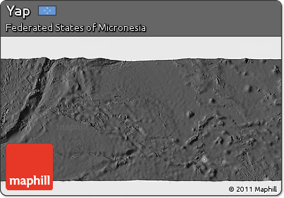Satellite 3D Map of Yap, darken, desaturated