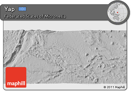 Satellite 3D Map of Yap, lighten, desaturated