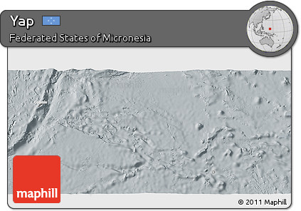 Satellite 3D Map of Yap, lighten, semi-desaturated