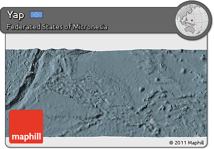 Satellite 3D Map of Yap, semi-desaturated