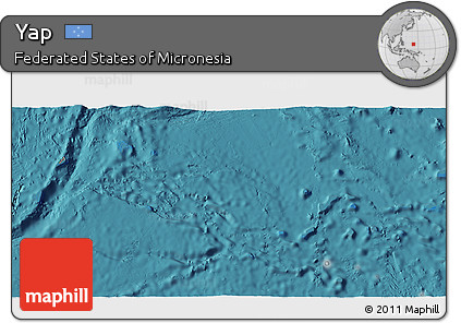 Satellite 3D Map of Yap, single color outside