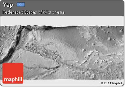 Shaded Relief 3D Map of Yap, desaturated