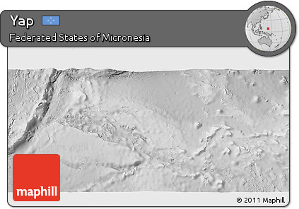 Shaded Relief 3D Map of Yap, lighten, desaturated