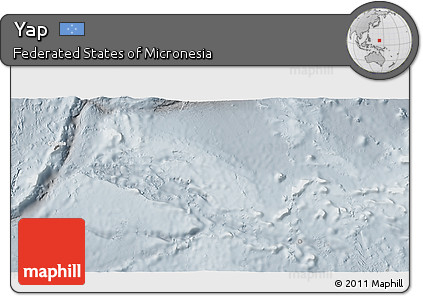 Shaded Relief 3D Map of Yap, lighten, semi-desaturated