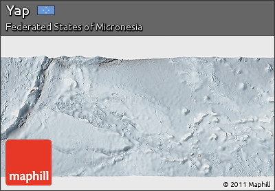 Shaded Relief 3D Map of Yap, lighten, semi-desaturated