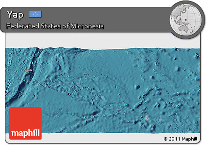 Shaded Relief 3D Map of Yap, satellite outside