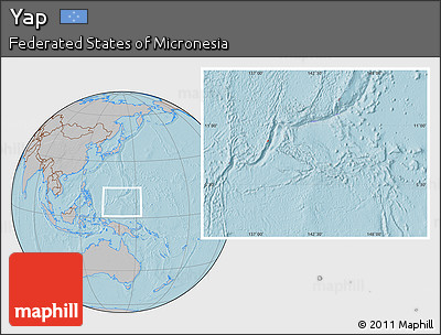 Gray Location Map of Yap, hill shading