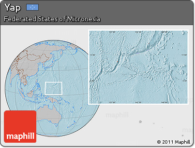 Gray Location Map of Yap, hill shading