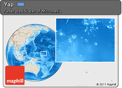 Shaded Relief Location Map of Yap, within the entire country