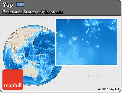 Shaded Relief Location Map of Yap, within the entire country