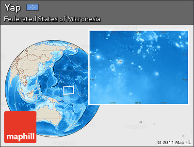 Shaded Relief Location Map of Yap, within the entire country