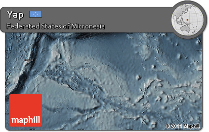 Physical Map of Yap, darken, semi-desaturated