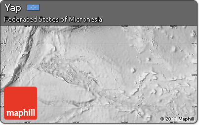 Physical Map of Yap, lighten, desaturated
