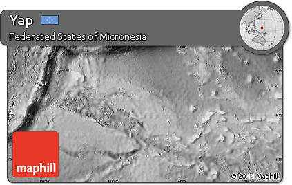 Shaded Relief Map of Yap, desaturated
