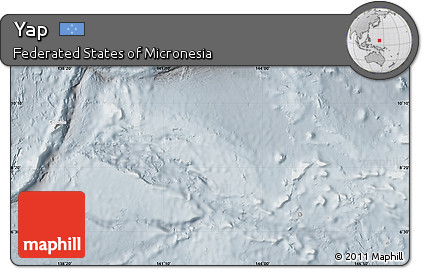 Shaded Relief Map of Yap, lighten, semi-desaturated