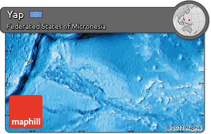 Shaded Relief Map of Yap, political outside