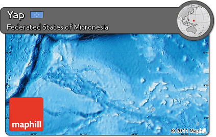 Shaded Relief Map of Yap, single color outside