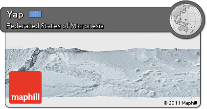 Physical Panoramic Map of Yap, lighten, semi-desaturated