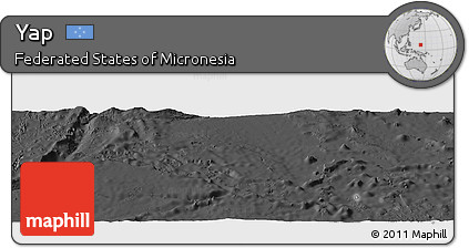 Satellite Panoramic Map of Yap, darken, desaturated