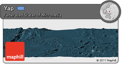 Satellite Panoramic Map of Yap, darken