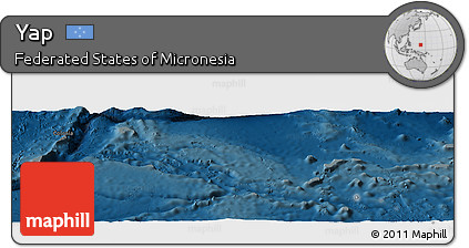 Shaded Relief Panoramic Map of Yap, darken