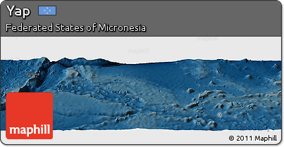 Shaded Relief Panoramic Map of Yap, darken