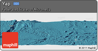 Shaded Relief Panoramic Map of Yap, satellite outside