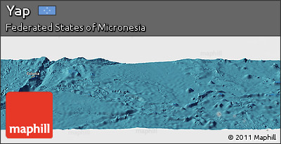 Shaded Relief Panoramic Map of Yap, satellite outside