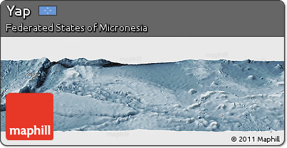 Shaded Relief Panoramic Map of Yap, semi-desaturated