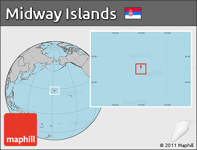 Blank Location Map of Midway Islands, gray outside