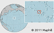 Blank Location Map of Midway Islands, gray outside, hill shading outside