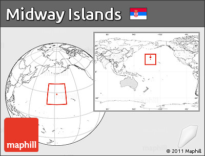 Blank Location Map of Midway Islands, highlighted continent, within the entire continent