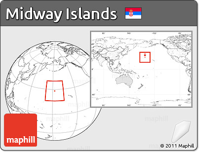 Blank Location Map of Midway Islands, highlighted continent, within the entire continent