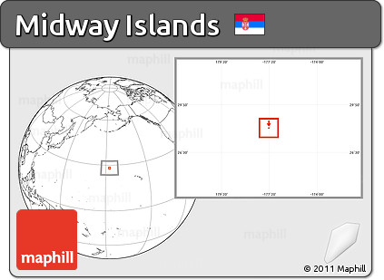 Blank Location Map of Midway Islands, highlighted continent