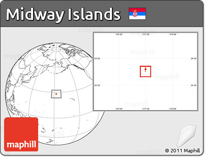 Blank Location Map of Midway Islands, highlighted continent