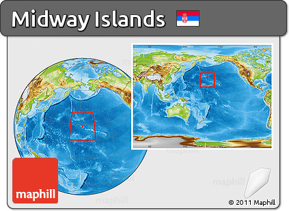 Physical Location Map of Midway Islands, within the entire continent