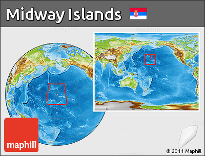 Physical Location Map of Midway Islands, within the entire continent