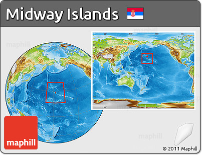 Physical Location Map of Midway Islands, within the entire continent
