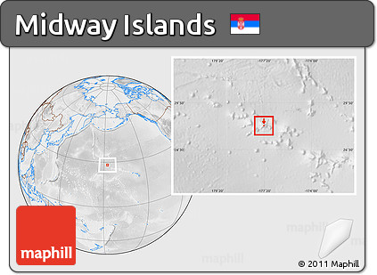 Physical Location Map of Midway Islands, lighten, desaturated