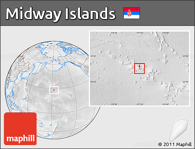 Physical Location Map of Midway Islands, lighten, desaturated