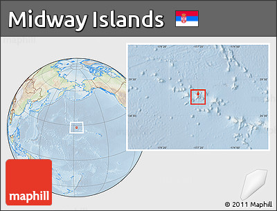 Physical Location Map of Midway Islands, lighten
