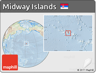 Physical Location Map of Midway Islands, lighten