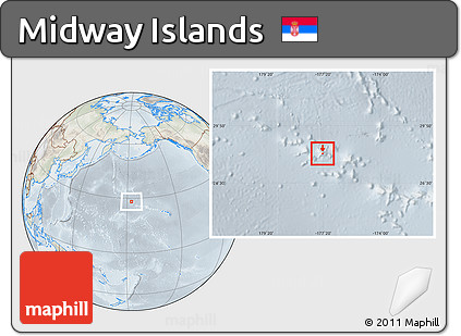 Physical Location Map of Midway Islands, lighten, semi-desaturated