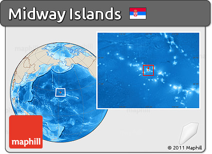 Physical Location Map of Midway Islands, shaded relief outside