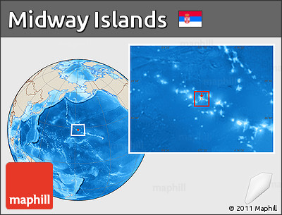 Physical Location Map of Midway Islands, shaded relief outside