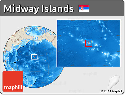 Physical Location Map of Midway Islands, shaded relief outside