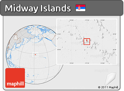 Political Location Map of Midway Islands, lighten, desaturated