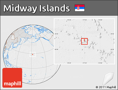 Political Location Map of Midway Islands, lighten, desaturated