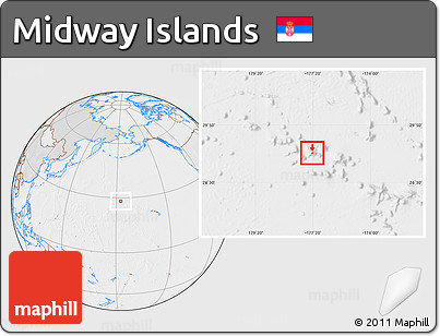 Political Location Map of Midway Islands, lighten, desaturated